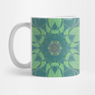 Cartoon Mandala Flower Green and Blue Mug